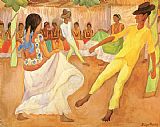 Diego Rivera Famous Paintings - Baile en The